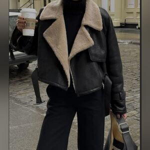 NWT Black and Tan Shearling Jacket